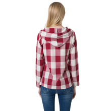 women blouses plaid print-shirts drawstring pocket v neck linen casual vintageshirt women tops blusas red J4U66