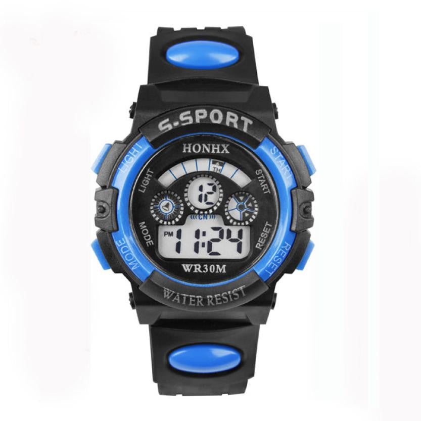 Promotional Gifts Waterproof Children Boy Digital LED Quartz Alarm Date Sports Wristwatch for Cool Teenagers J4U66