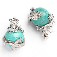 Punk Gems Dragon Wrap Inlaid Ball Charm Pendant Bead For Necklace Fashion Jewelry J4U66