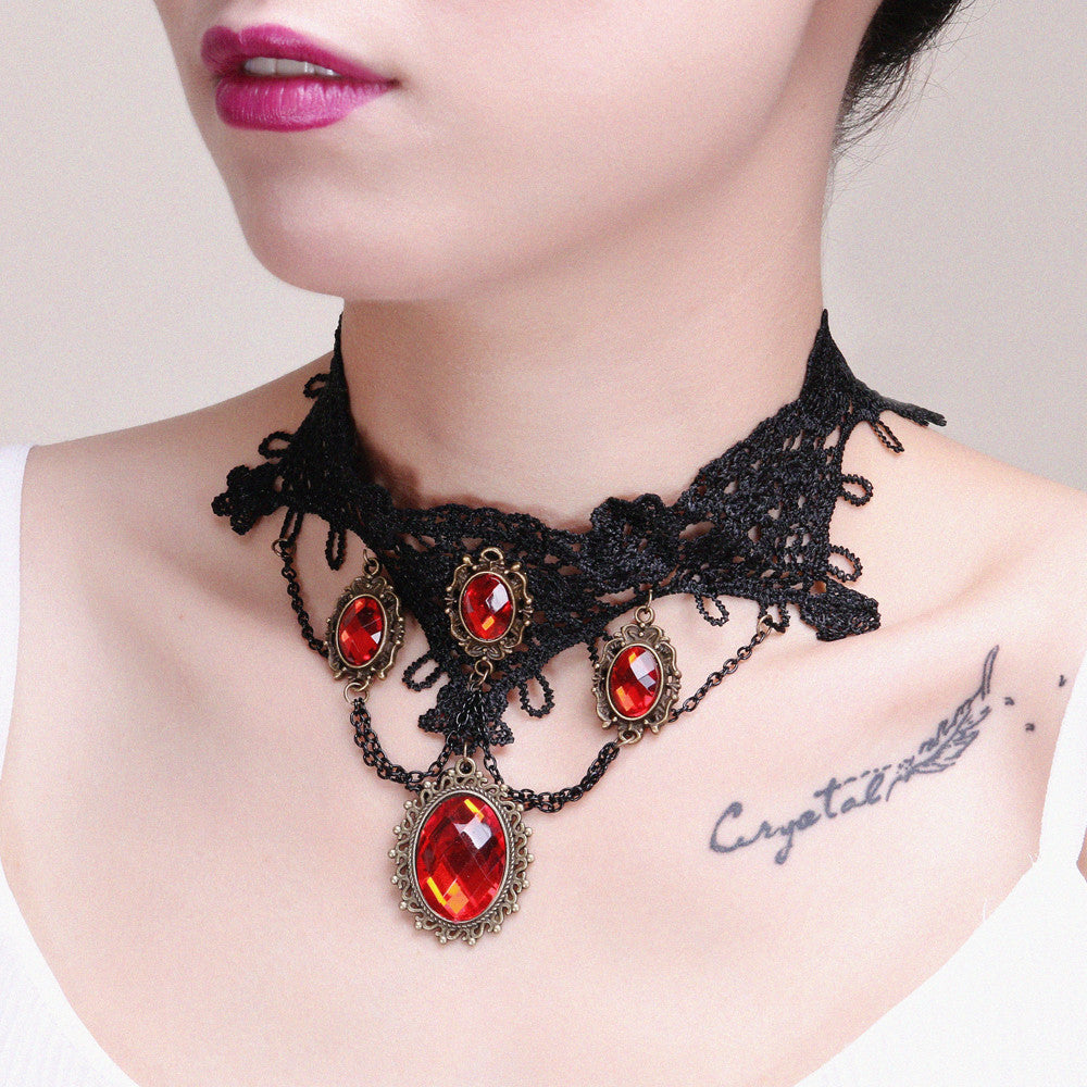 punk lace choker unique wide body chains women hollow out gothic necklace multilayerchain elegant party jewelry accessories J4U66