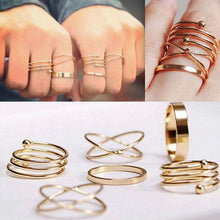 Punk Style Gold Sliver Knuckle Rings for women Finger Ring Gift 6pc Unique Ring Set J4U66