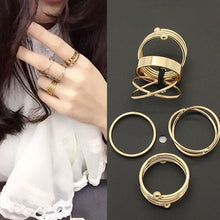 Punk Style Gold Sliver Knuckle Rings for women Finger Ring Gift 6pc Unique Ring Set J4U66