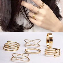 Punk Style Gold Sliver Knuckle Rings for women Finger Ring Gift 6pc Unique Ring Set J4U66