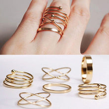 Punk Style Gold Sliver Knuckle Rings for women Finger Ring Gift 6pc Unique Ring Set J4U66