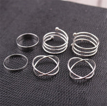 Punk Style Gold Sliver Knuckle Rings for women Finger Ring Gift 6pc Unique Ring Set J4U66