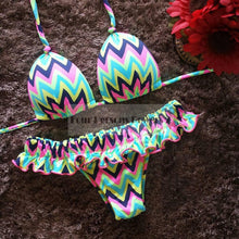 push up bikini brazilian sexy yellow bandage lotus leaf edge set bandage push up padded swimwear bathing beachwear lt7 J4U66