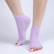 Quality Half Toe Yoga Socks Non-Slip Peep Toe Anti-Slip Pilates Ankle Grip Durable Open Half Five Fingers Cotton Yoga Socks J4U66