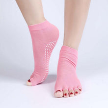 Quality Half Toe Yoga Socks Non-Slip Peep Toe Anti-Slip Pilates Ankle Grip Durable Open Half Five Fingers Cotton Yoga Socks J4U66