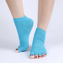 Quality Half Toe Yoga Socks Non-Slip Peep Toe Anti-Slip Pilates Ankle Grip Durable Open Half Five Fingers Cotton Yoga Socks J4U66