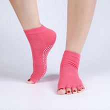Quality Half Toe Yoga Socks Non-Slip Peep Toe Anti-Slip Pilates Ankle Grip Durable Open Half Five Fingers Cotton Yoga Socks J4U66