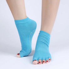 Quality Half Toe Yoga Socks Non-Slip Peep Toe Anti-Slip Pilates Ankle Grip Durable Open Half Five Fingers Cotton Yoga Socks J4U66