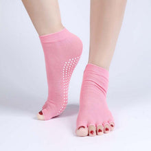 Quality Half Toe Yoga Socks Non-Slip Peep Toe Anti-Slip Pilates Ankle Grip Durable Open Half Five Fingers Cotton Yoga Socks J4U66