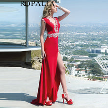 ROPALIA Sexy Backless Dress V-neck Embroider Trailing Party Beach Party Dress New J4U66