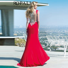 ROPALIA Sexy Backless Dress V-neck Embroider Trailing Party Beach Party Dress New J4U66