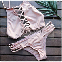 real photobikini sets bandage print beachwear women sexy swimsuit bathing wear J4U66