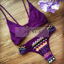 real photobikini sets bandage print beachwear women sexy swimsuit bathing wear J4U66