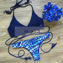 real photobikini sets bandage print beachwear women sexy swimsuit bathing wear J4U66