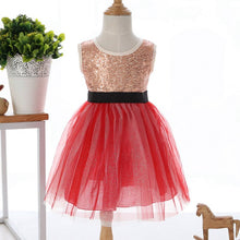 Red/Beige/Gray Girls Clothes Infant Sleeveless Kids Prom Dresses Tulle Sequins Princess Dress Costumes J4U66