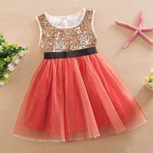 Red/Beige/Gray Girls Clothes Infant Sleeveless Kids Prom Dresses Tulle Sequins Princess Dress Costumes J4U66