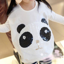 new children's clothing Girls cute paillette panda batwing Hoodies sweatshirts kids t-shirts clothes J4U66