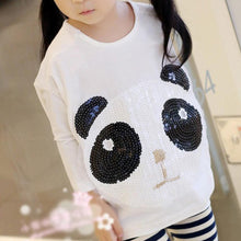 new children's clothing Girls cute paillette panda batwing Hoodies sweatshirts kids t-shirts clothes J4U66