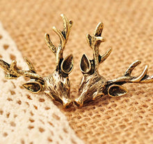 Retro Bronze Deer Antlers Earrings Vintage Ear Stud Earings For Women Jewelry  J4U66