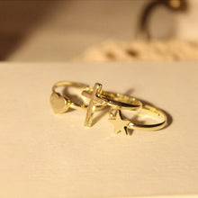 Retro Cross / Heart / Five-Pointed Star Three-Piece Ring For Party Makeup Decoration J4U66