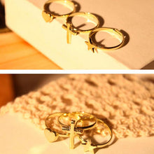 Retro Cross / Heart / Five-Pointed Star Three-Piece Ring For Party Makeup Decoration J4U66