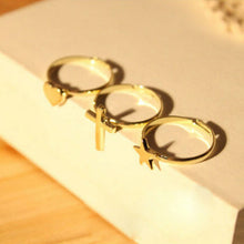 Retro Cross / Heart / Five-Pointed Star Three-Piece Ring For Party Makeup Decoration J4U66