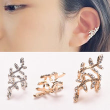 Retro Crystal Earings Warp Clip Ear ClipWomen's Jewelry Rhinestone Leaf Ear Cuff Earrings J4U66