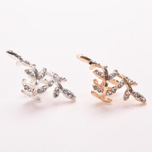 Retro Crystal Earings Warp Clip Ear ClipWomen's Jewelry Rhinestone Leaf Ear Cuff Earrings J4U66