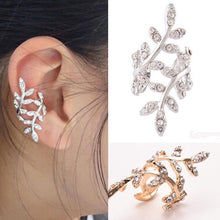 Retro Crystal Earings Warp Clip Ear ClipWomen's Jewelry Rhinestone Leaf Ear Cuff Earrings J4U66