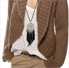 Retro Exquisite Indian Feather Leaf Hollow Lace Circle Dream Catcher Bohemia Lady Dress Sweater Necklace J4U66