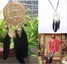 Retro Exquisite Indian Feather Leaf Hollow Lace Circle Dream Catcher Bohemia Lady Dress Sweater Necklace J4U66
