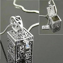 Retro Vintage Silver Box Necklace Charms Pendant Women Jewelry J4U66