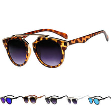 Retro Vintage Men Sunglasses Black Leopard Round Frame Cat Eye Eyewear Eye Glass Oculos De Sol LE3 J4U66