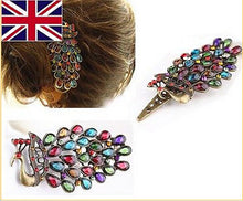 Retro Women Hairwear/Peacock Pattern Colorful Crystal Hairpins Women/Hair Jewelry Girls J4U66