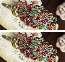 Retro Women Hairwear/Peacock Pattern Colorful Crystal Hairpins Women/Hair Jewelry Girls J4U66
