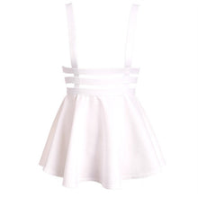 retro women hollow mini skater skirt cute suspenderclothes straps high waist skirts J4U66