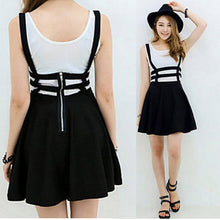 Retro Hollow Mini Skater Skirt Cute Suspender Clothes Straps High Waist SkirtsJFY66