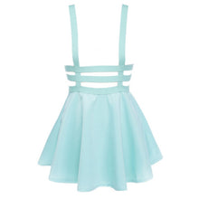 retro women hollow mini skater skirt cute suspenderclothes straps high waist skirts J4U66