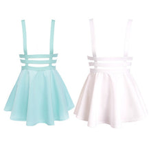 retro women hollow mini skater skirt cute suspenderclothes straps high waist skirts J4U66