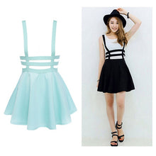 Retro Hollow Mini Skater Skirt Cute Suspender Clothes Straps High Waist SkirtsJFY66