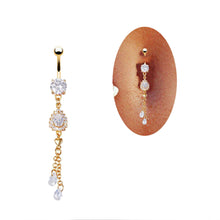 Rhinestone Dangle Chain Piercing Jewelry Navel Belly Button Bar Barbell Rings Body Jewelry  J4U66