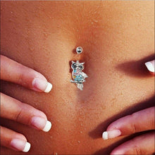 Rhinestone Owl Dangle Ball Barbell Bar Belly Button Navel Ring Body Piercing J4U66