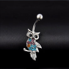 Rhinestone Owl Dangle Ball Barbell Bar Belly Button Navel Ring Body Piercing J4U66