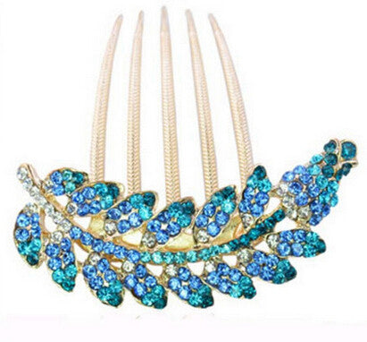 Rhinestone Purple Hair Accessories Floral Hair Clips Hairpin Hair Stick Leaves Jewelry J4U66