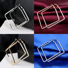Rhombus Loop Big Circle Hoop Earrings for Women Lady Girls Jewelry Large Big Hoop Earrings J4U66
