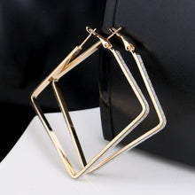 Rhombus Loop Big Circle Hoop Earrings for Women Lady Girls Jewelry Large Big Hoop Earrings J4U66