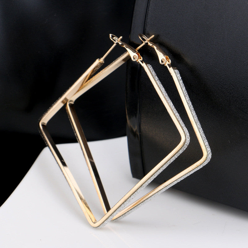 Rhombus Loop Big Circle Hoop Earrings for Women Lady Girls Jewelry Large Big Hoop Earrings J4U66